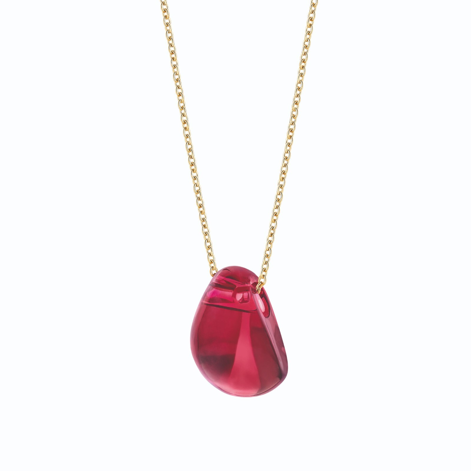 CABOCHON pendant, red crystal, gold-plated chain 42 cm ©LALIQUE SA (2).jpg