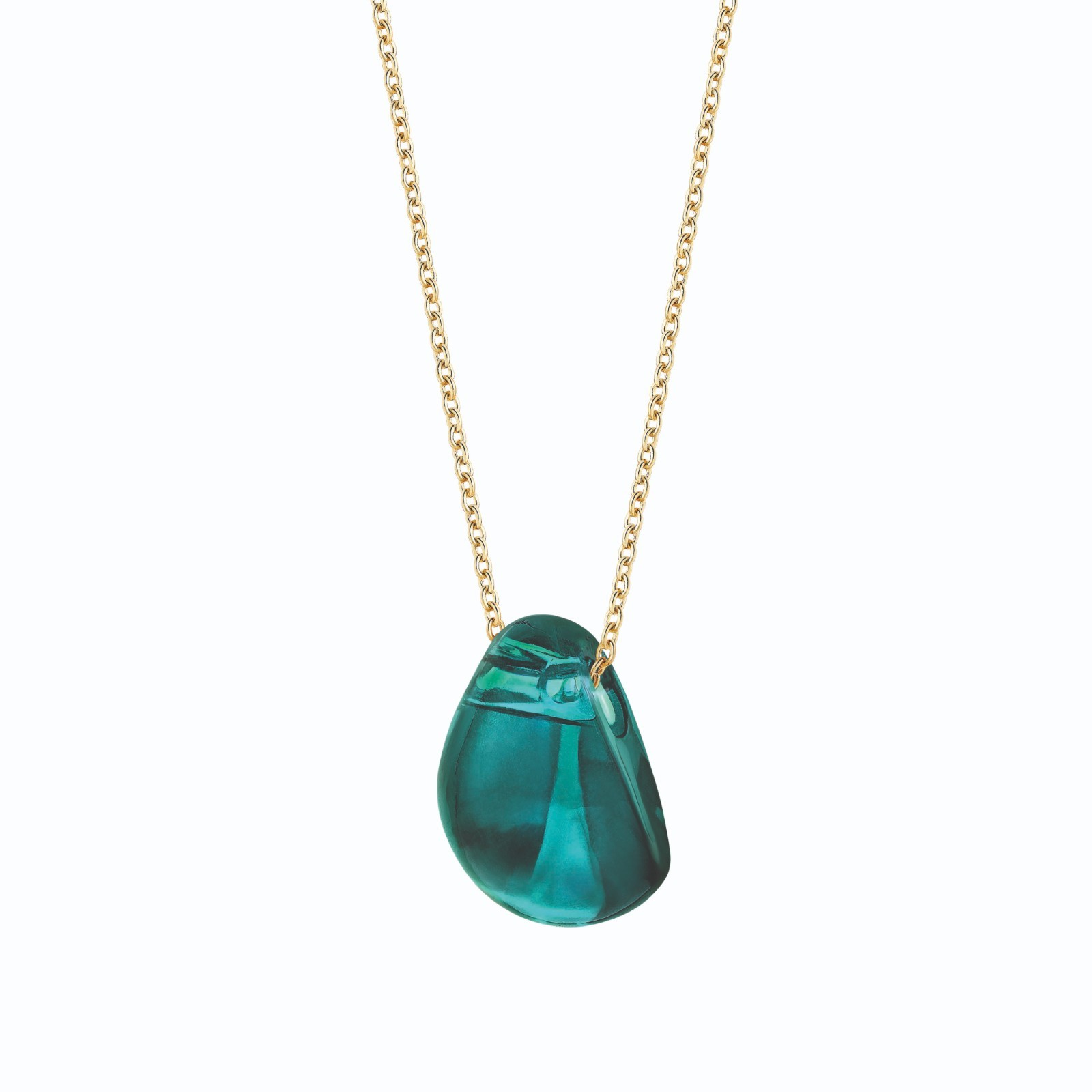 CABOCHON pendant, deep green crystal, gold-plated chain 42 cm ©LALIQUE SA (2).jpg